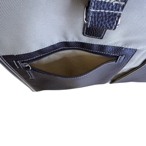 Unbranded Beige Canvas & Brown Faux Leather With Dual Handles Travel Duffel Bag - Picture 8 of 12